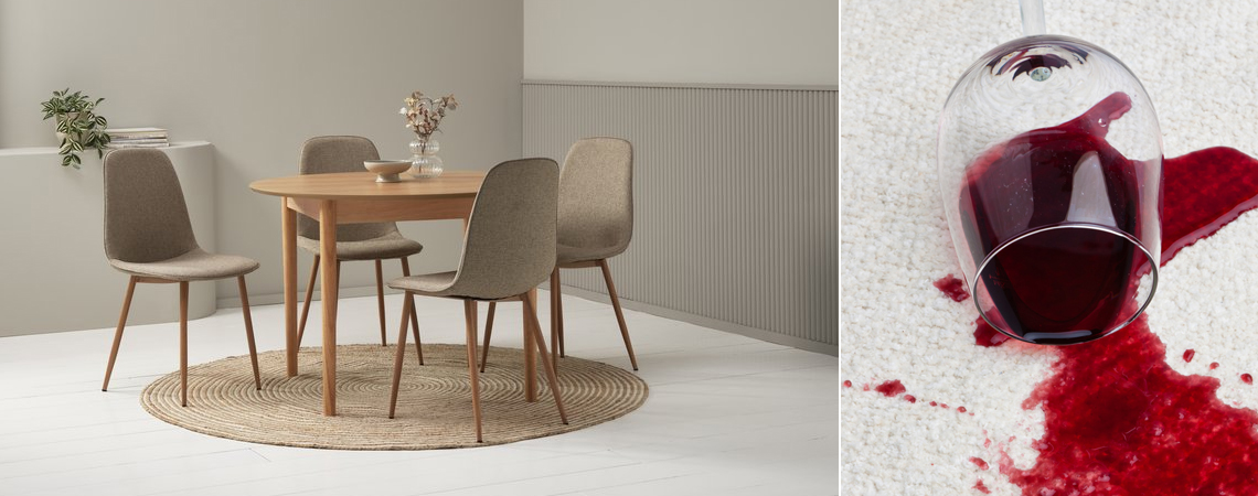 rode wijn vlek vloerkleed